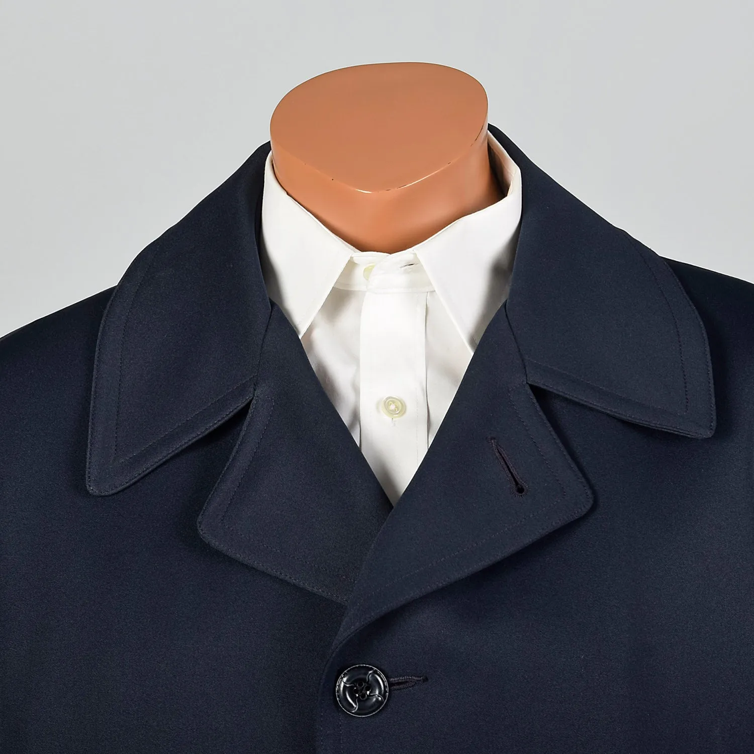 1970s Navy Overcoat with Plaid Liner