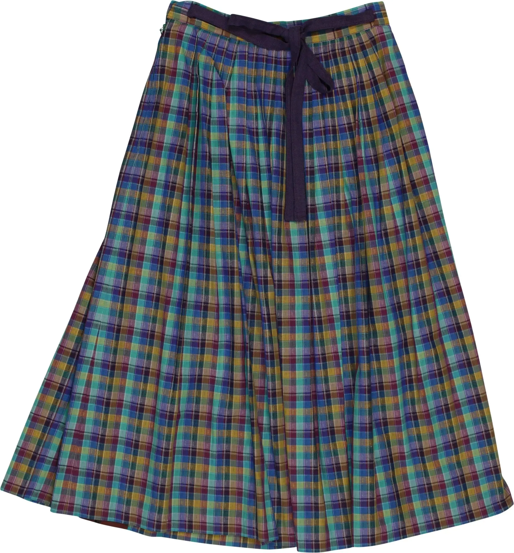 80s Checked Pleated Skirt
