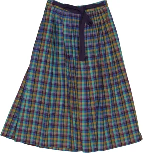 80s Checked Pleated Skirt