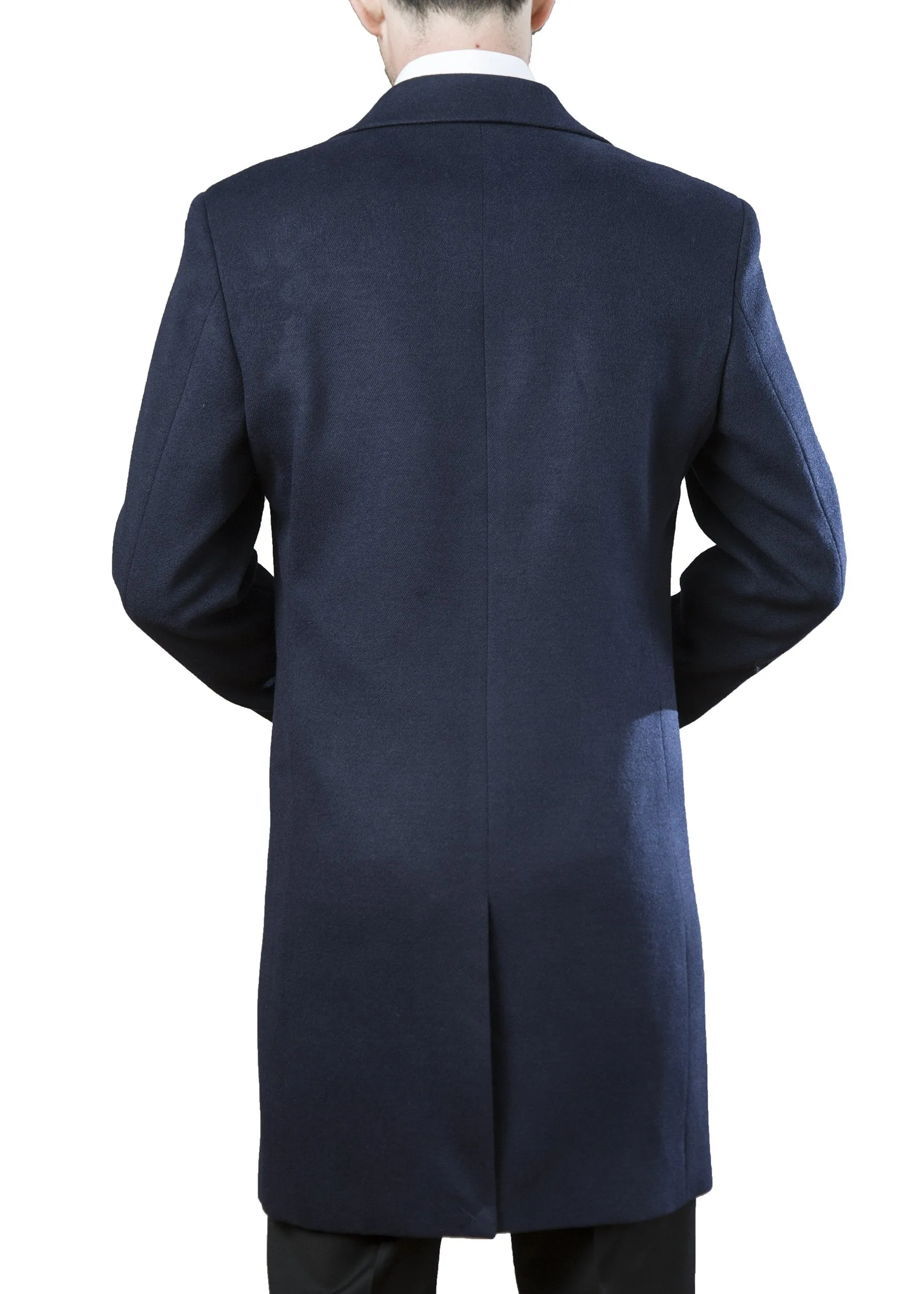 Adam Baker Men's Modern Fit 3/4 Length Overcoat Single Breasted Luxury Cashmere-Feel Top Coat