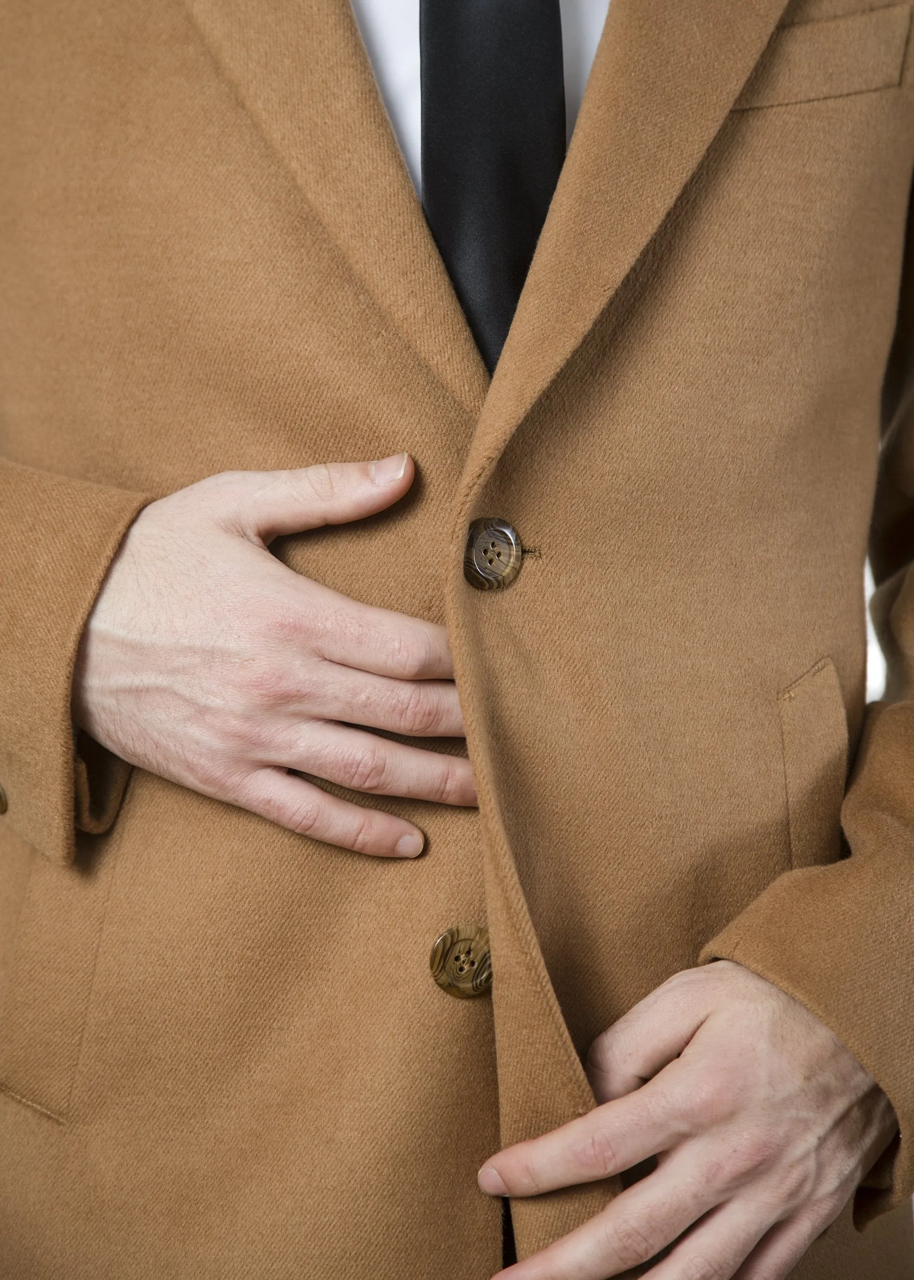 Adam Baker Men's Modern Fit 3/4 Length Overcoat Single Breasted Luxury Cashmere-Feel Top Coat