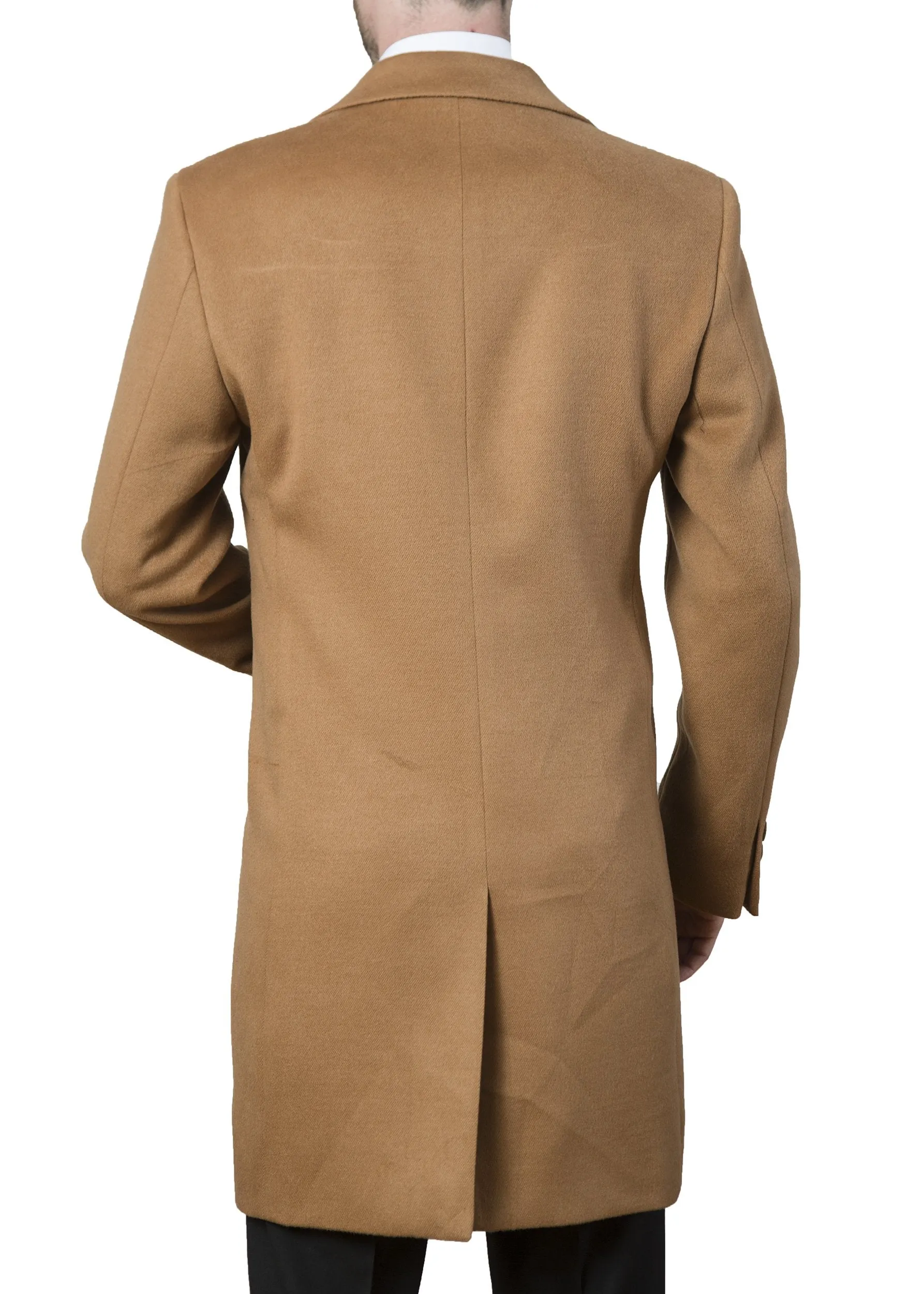 Adam Baker Men's Modern Fit 3/4 Length Overcoat Single Breasted Luxury Cashmere-Feel Top Coat