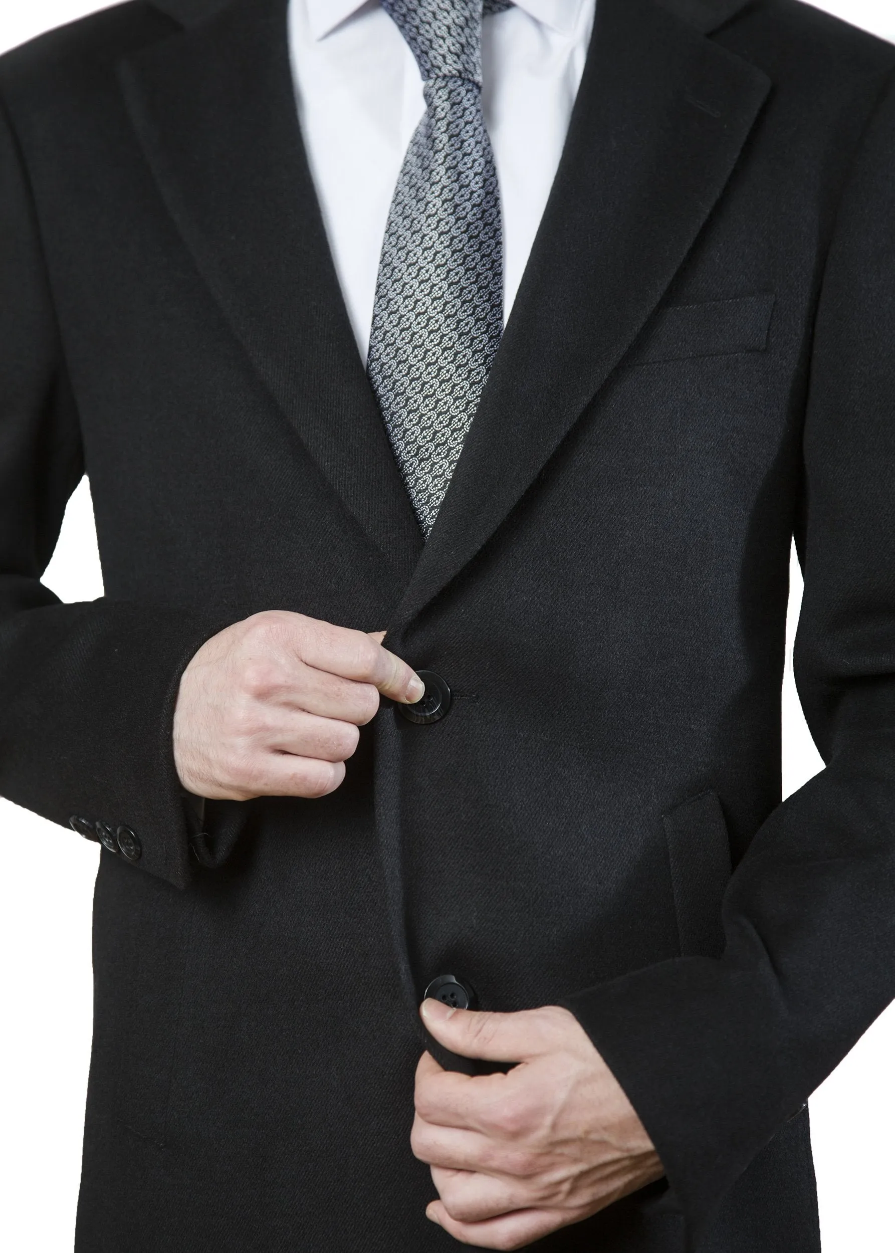Adam Baker Men's Modern Fit 3/4 Length Overcoat Single Breasted Luxury Cashmere-Feel Top Coat