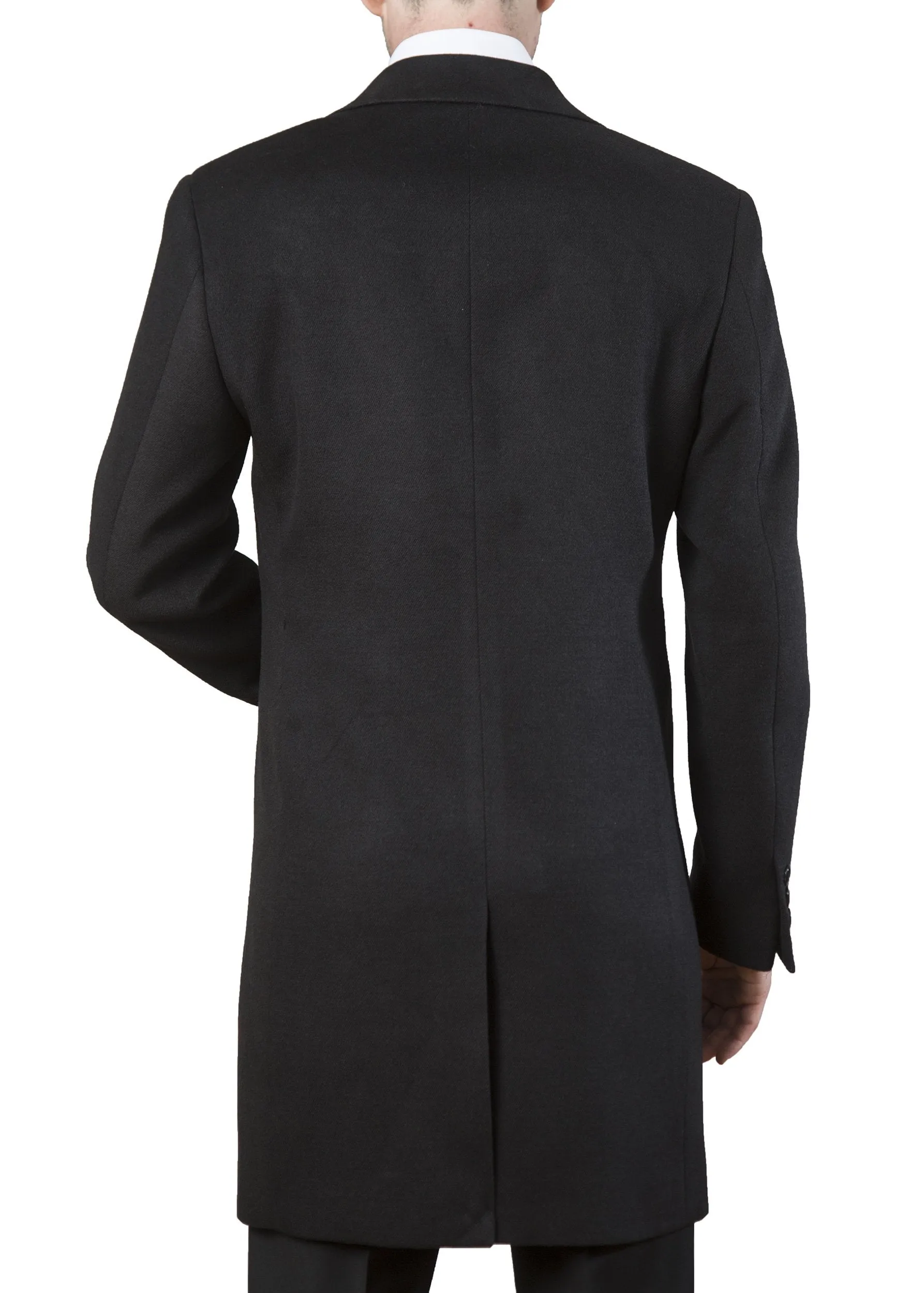Adam Baker Men's Modern Fit 3/4 Length Overcoat Single Breasted Luxury Cashmere-Feel Top Coat