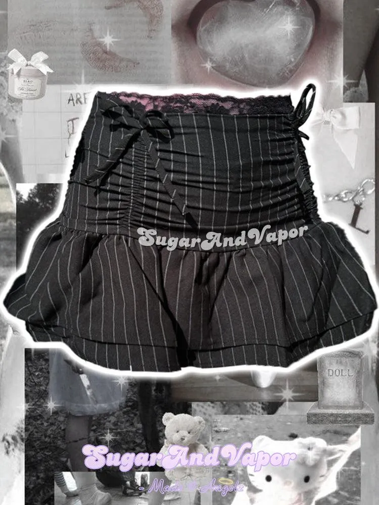 Amelie Dark Vintage Stripe Flared Mini Skirt