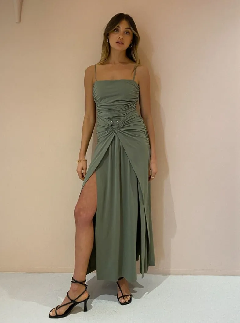 Bec and Bridge Vixen Maxi Dress in Olive
