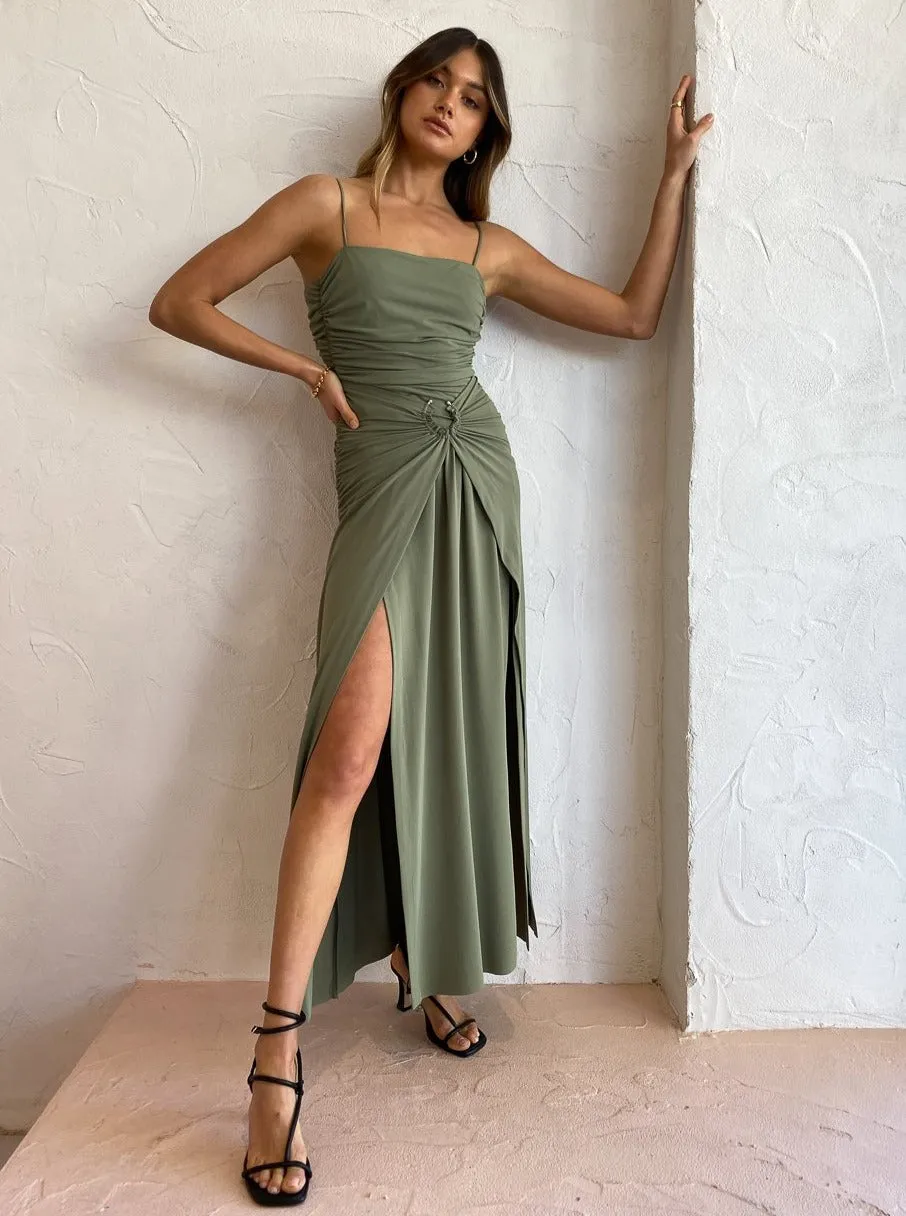 Bec and Bridge Vixen Maxi Dress in Olive