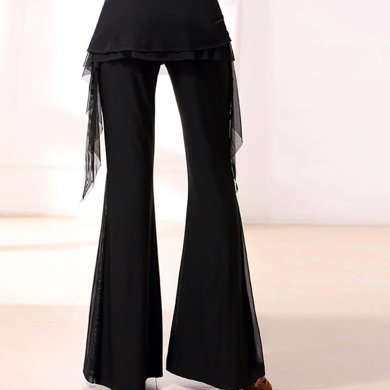 Bell Bottoms Medium Rise Latin/Ballroom Pants with Fringing