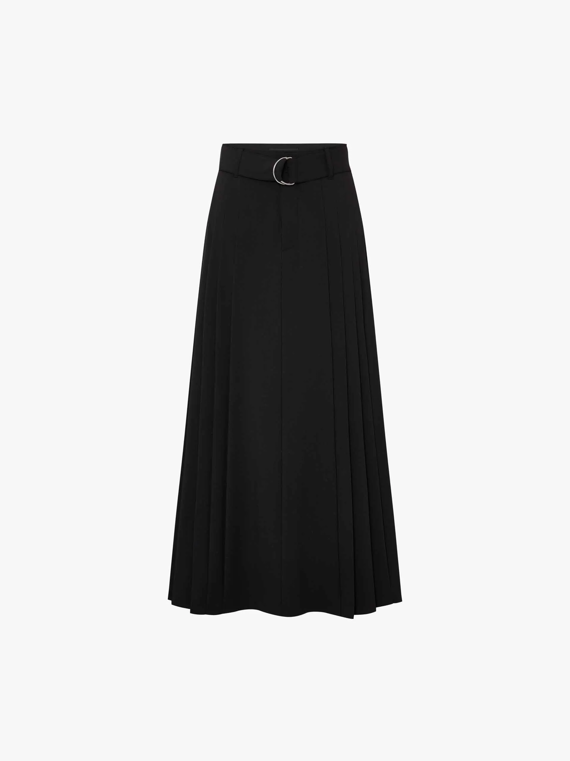 Belted A-line Pleated Skirt