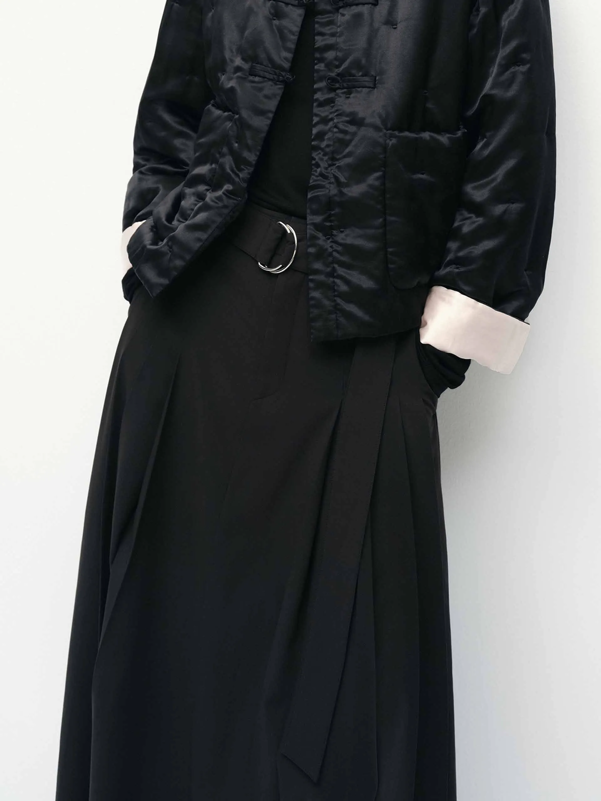 Belted A-line Pleated Skirt