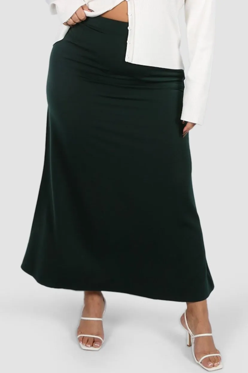 BIANCA SLIP MIDI SKIRT DEEP GREEN