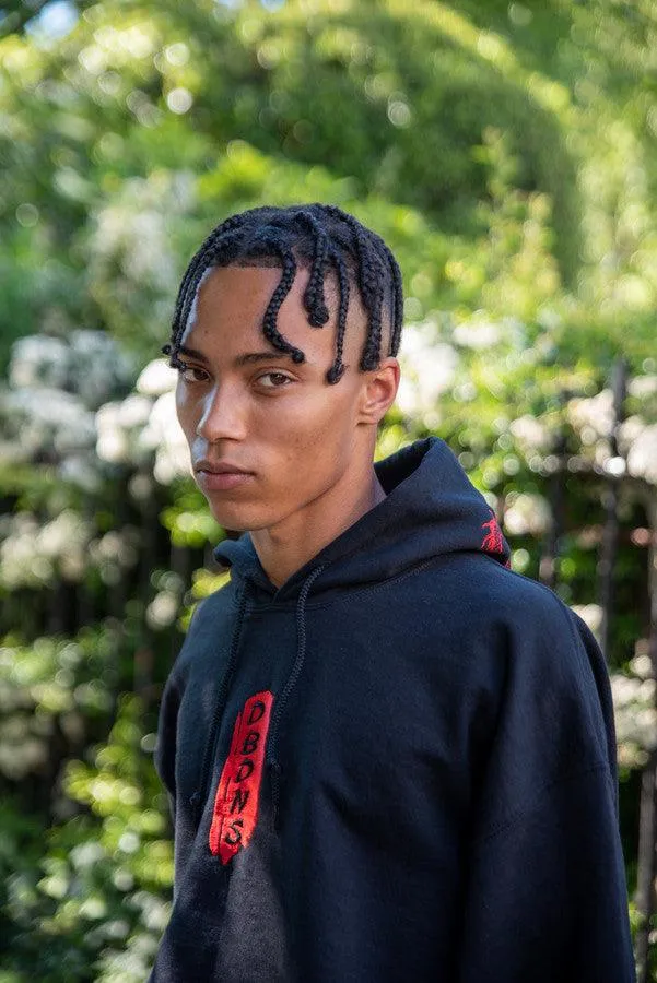 Black Hoodie With Red Dragon Embroidery