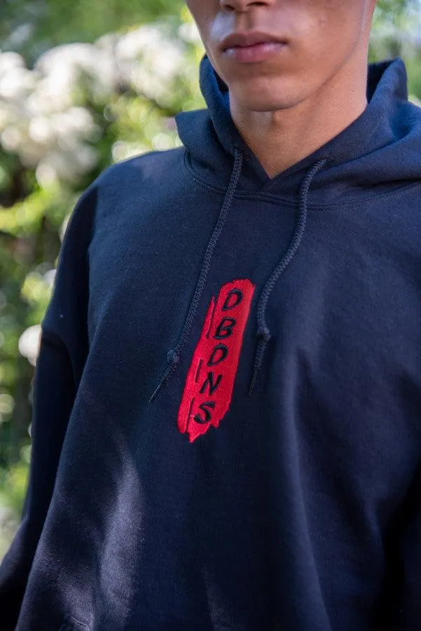 Black Hoodie With Red Dragon Embroidery