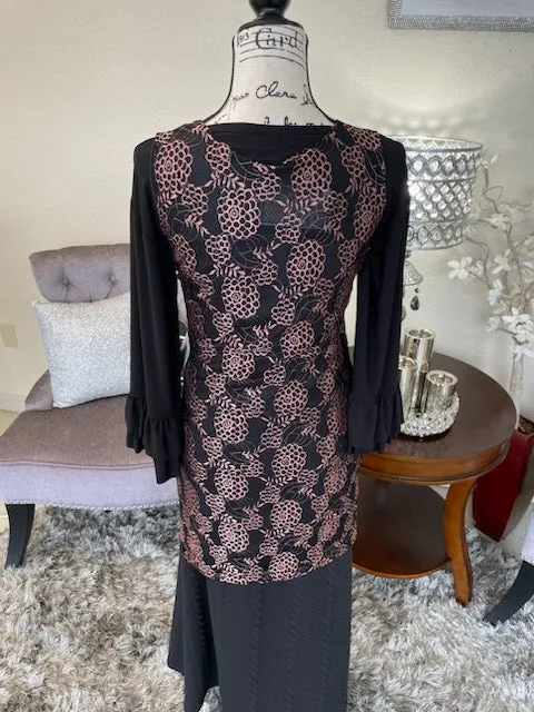 Black/Mauve Sleeveless Lace Tunic/Dress