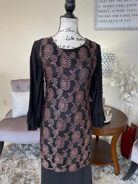 Black/Mauve Sleeveless Lace Tunic/Dress