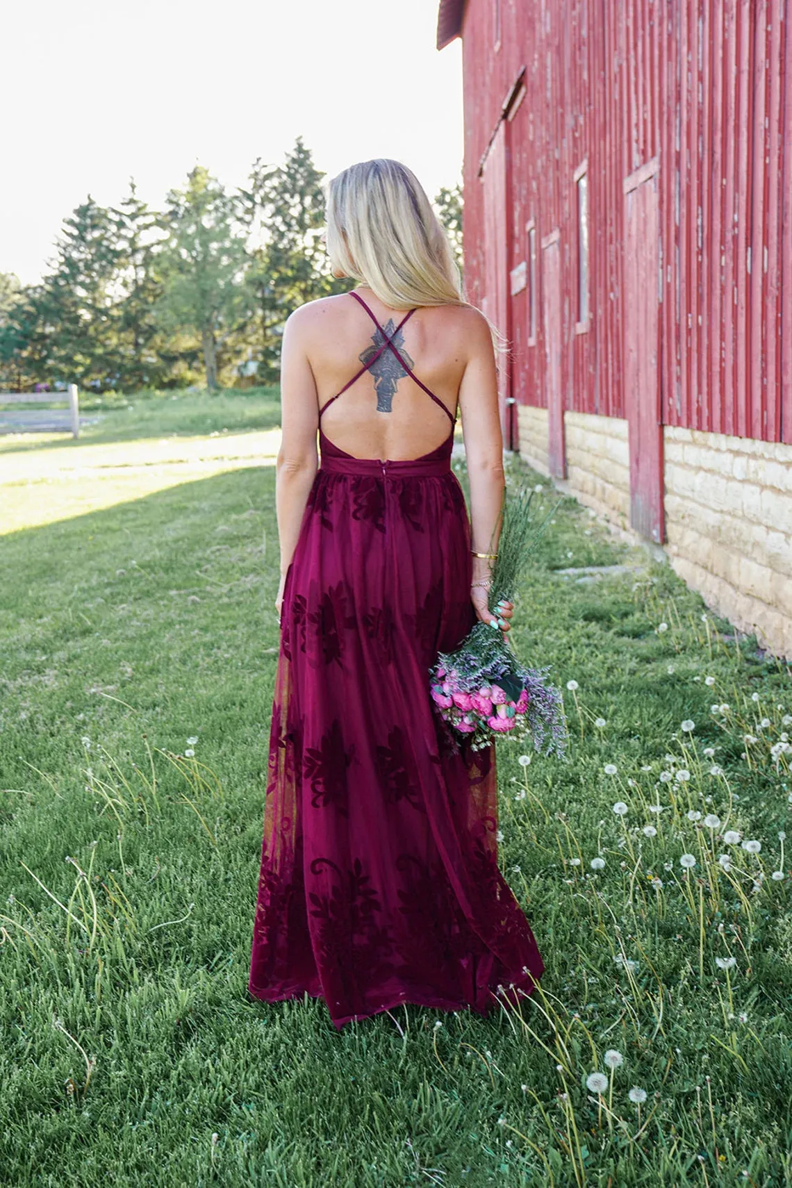 Burgundy A-Line Princess Velvet Deep V-Neck Wedding Guest Dress Prom Dress Maxi Dress