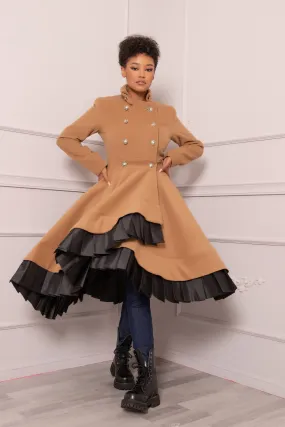 CAMEL WOOL SKIRT COAT