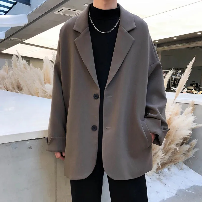 Chicmy-British-style Blazers Men Leisure Trendy Loose Suit Jackets Male Retro Daily Ins Streetwear All-match Simple Korean Suit-tops