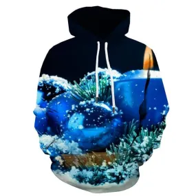 Christmas Sweatshirts men Party Hooded Casual Snow Hoodie Print Flame Sweatshirt Printed