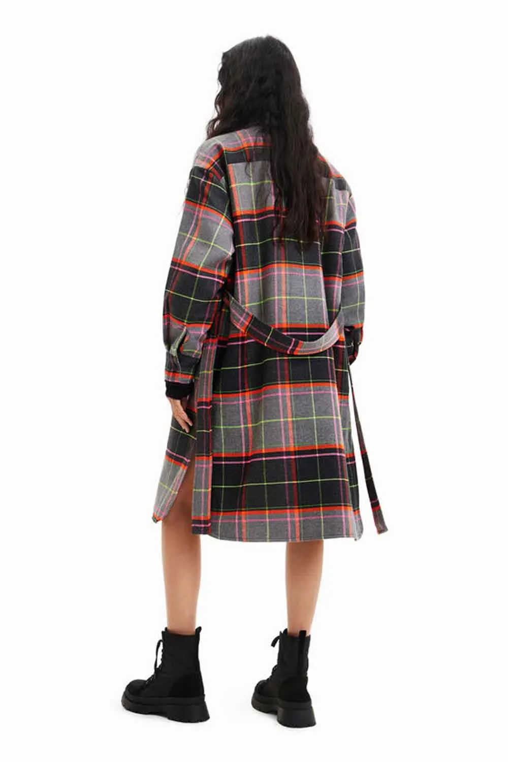 DESIGUAL TARTAN OVERSHIRT COAT