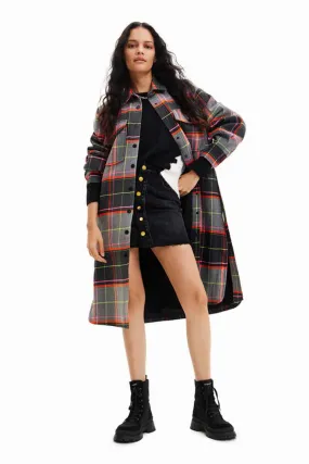 DESIGUAL TARTAN OVERSHIRT COAT