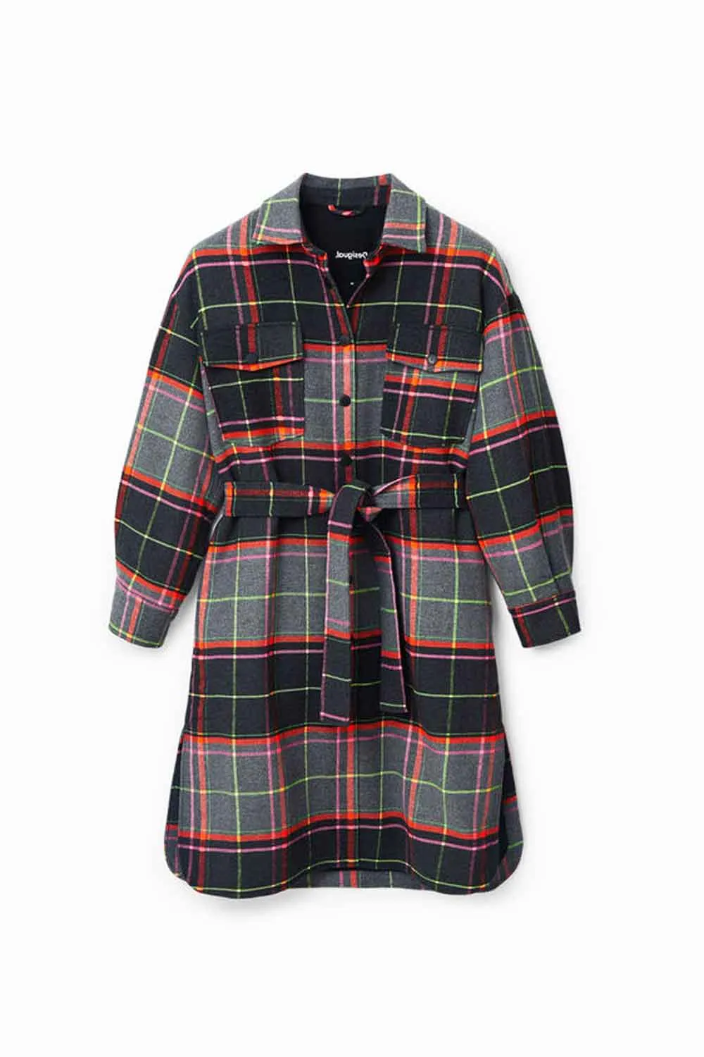 DESIGUAL TARTAN OVERSHIRT COAT