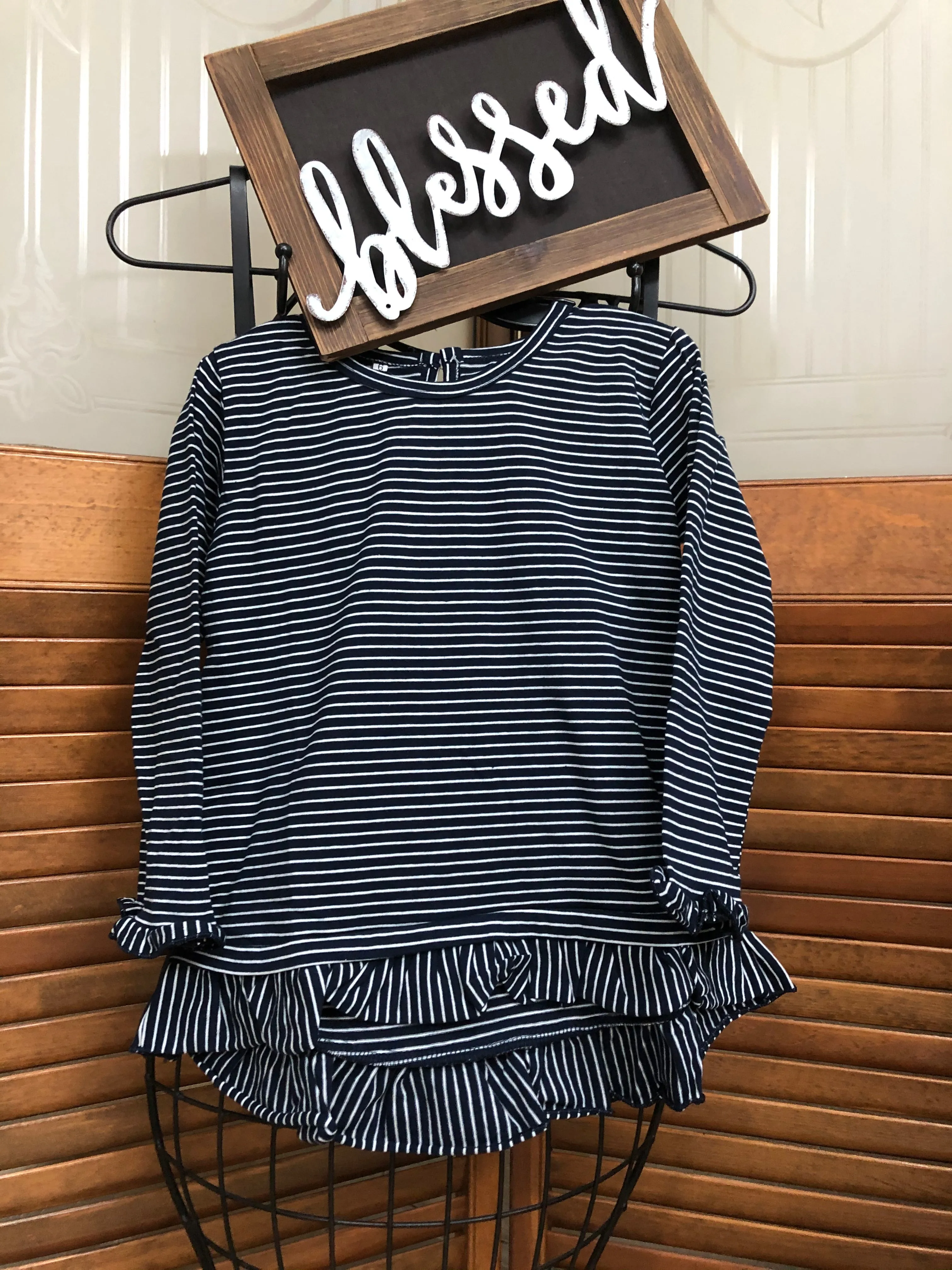 Girl’s Black Stripe High Low Tunic