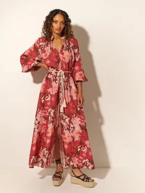 Hacienda Maxi Dress - Burgundy & Pink