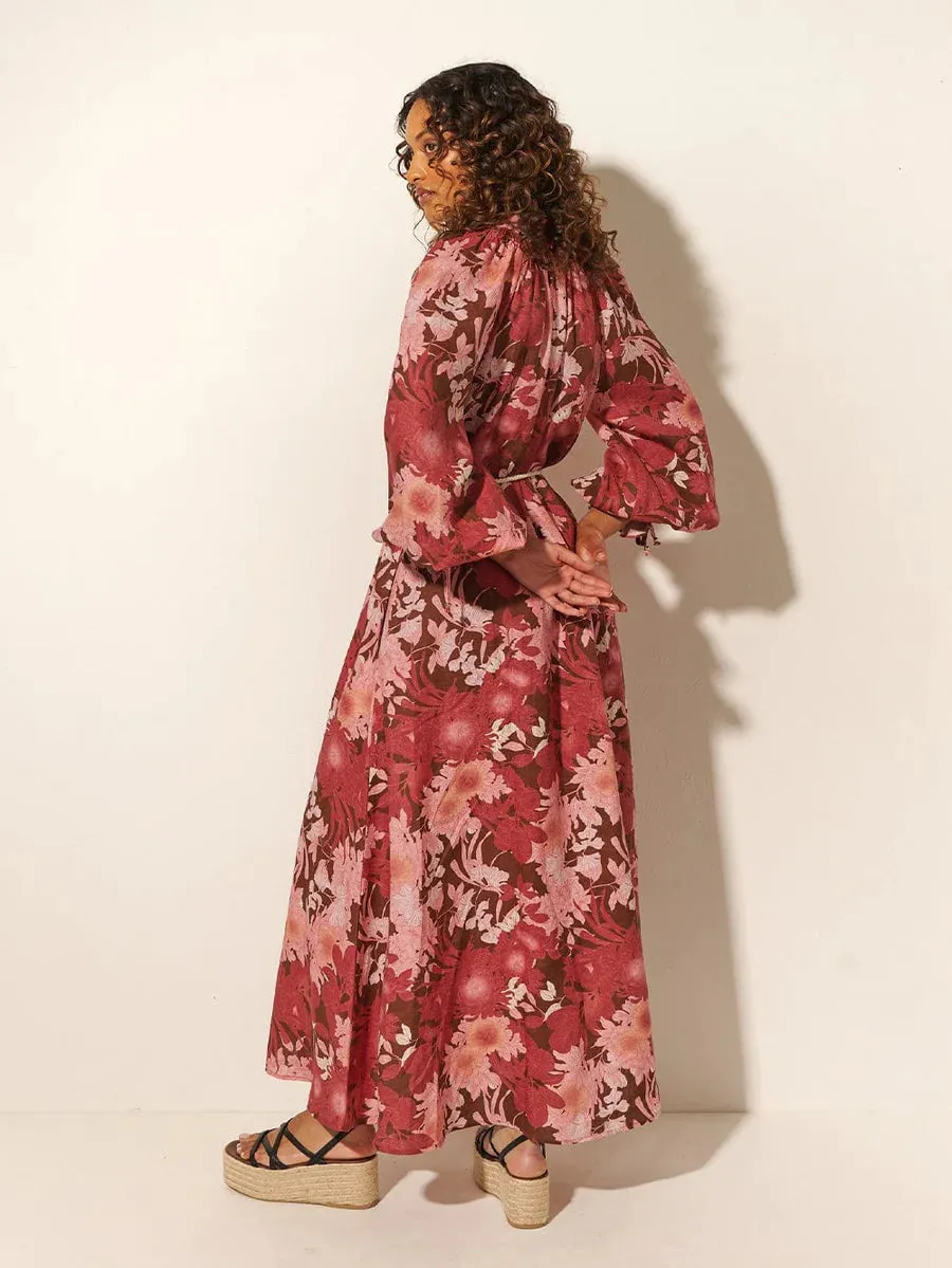 Hacienda Maxi Dress - Burgundy & Pink