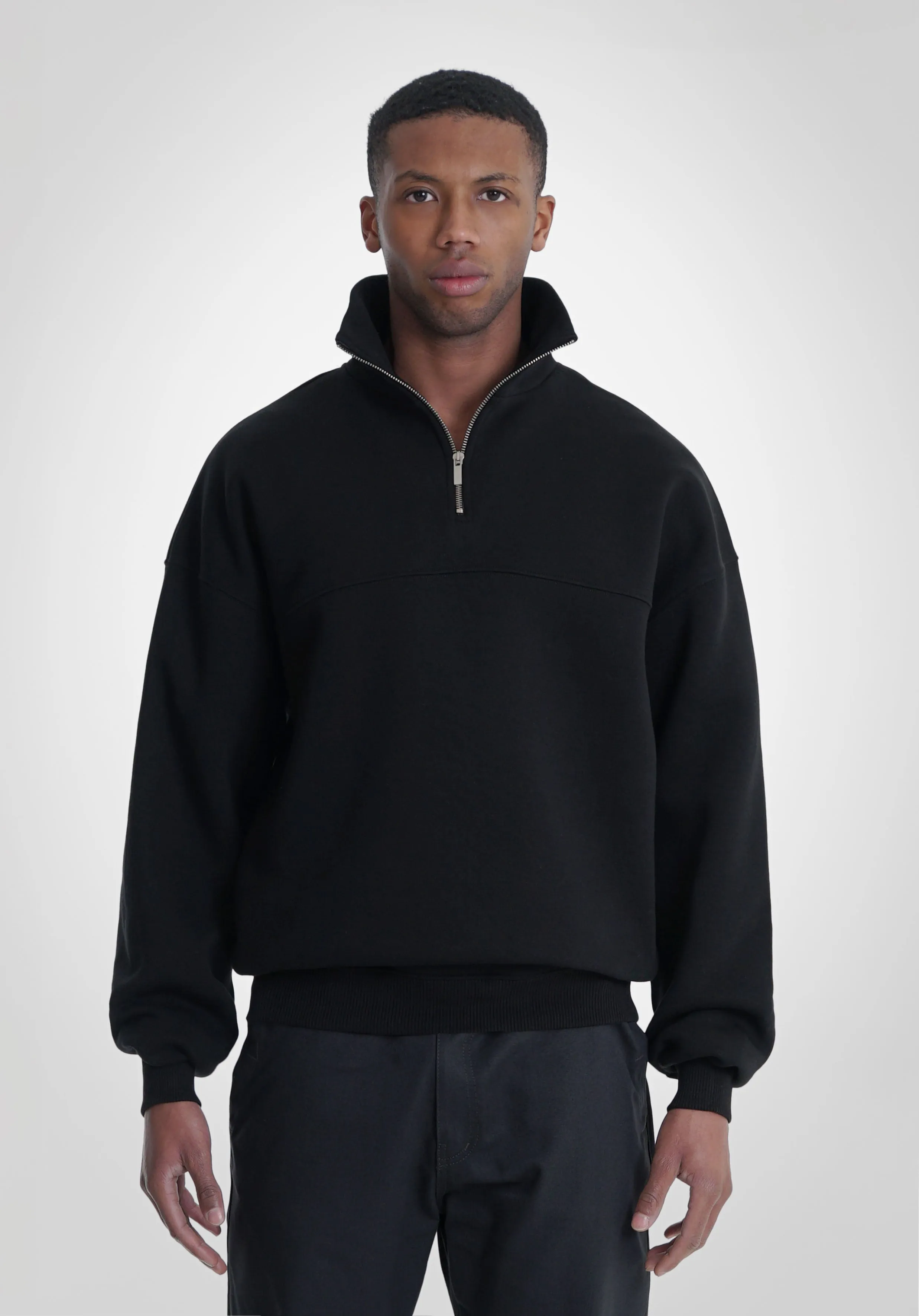 Half Zip Hoodie - Black