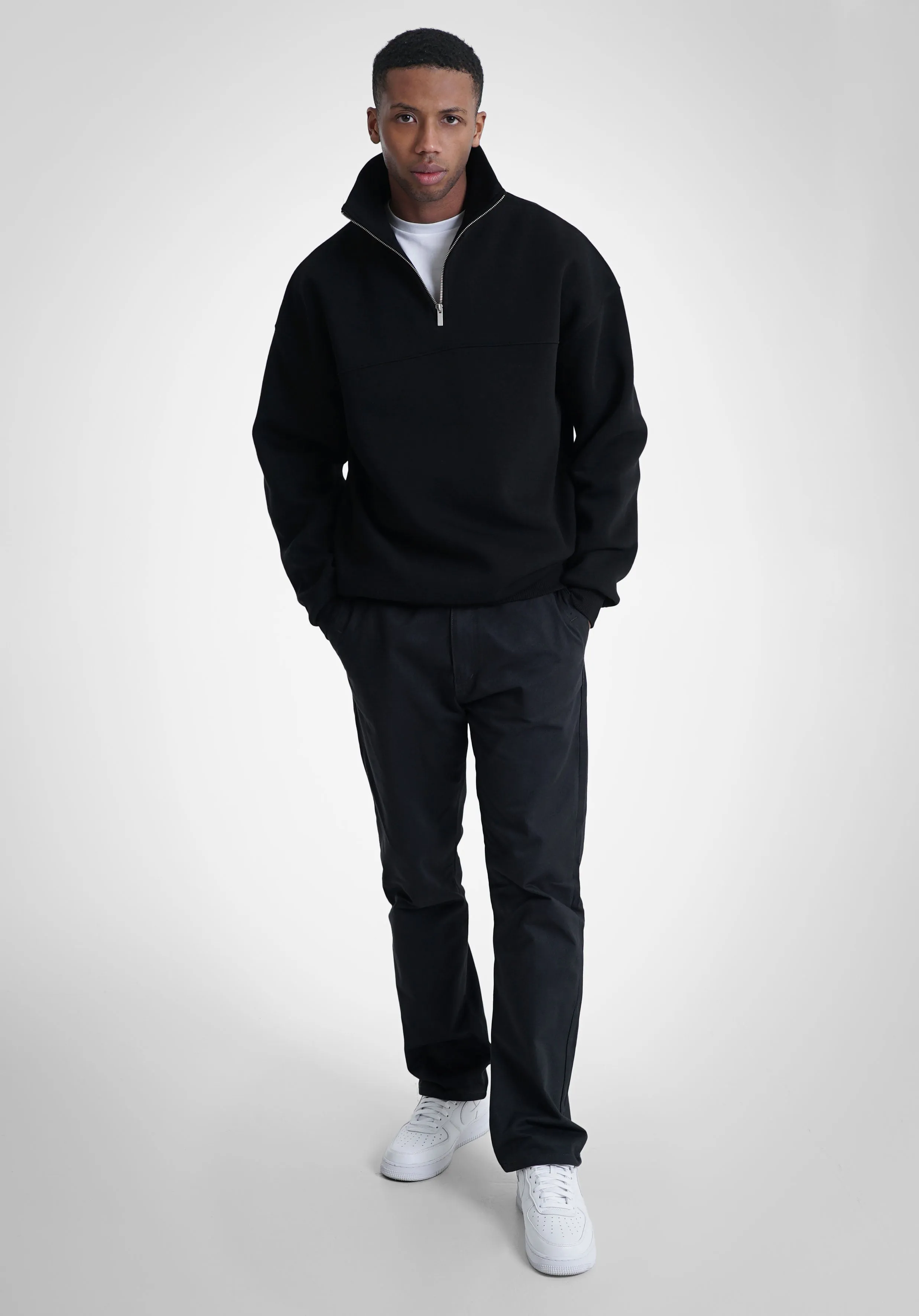 Half Zip Hoodie - Black