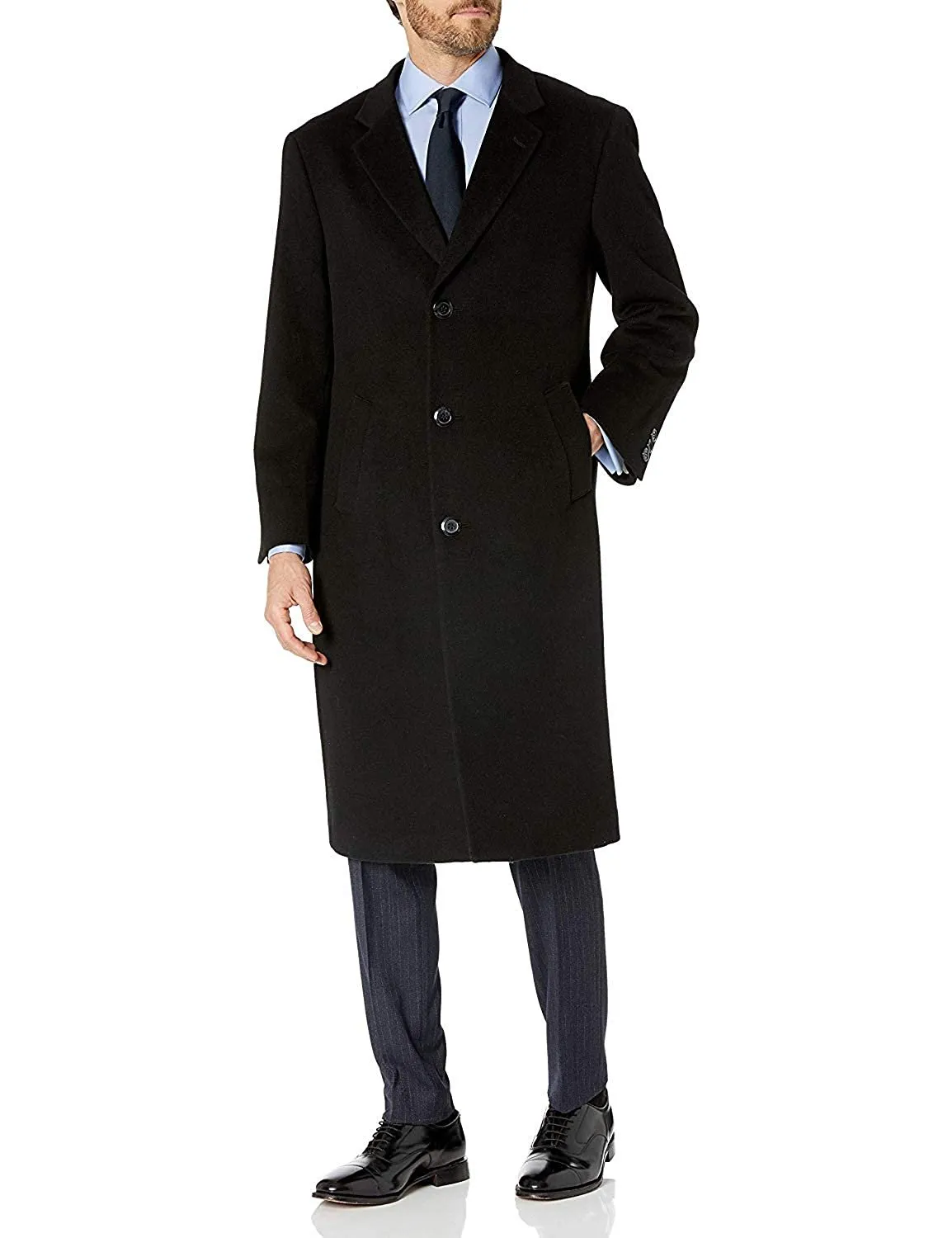 Hart Schaffner Marx Men's Single Breasted Overcoat Luxury Wool Full Length Insulated Topcoat