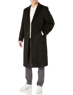 Hart Schaffner Marx Men's Single Breasted Overcoat Luxury Wool Full Length Insulated Topcoat