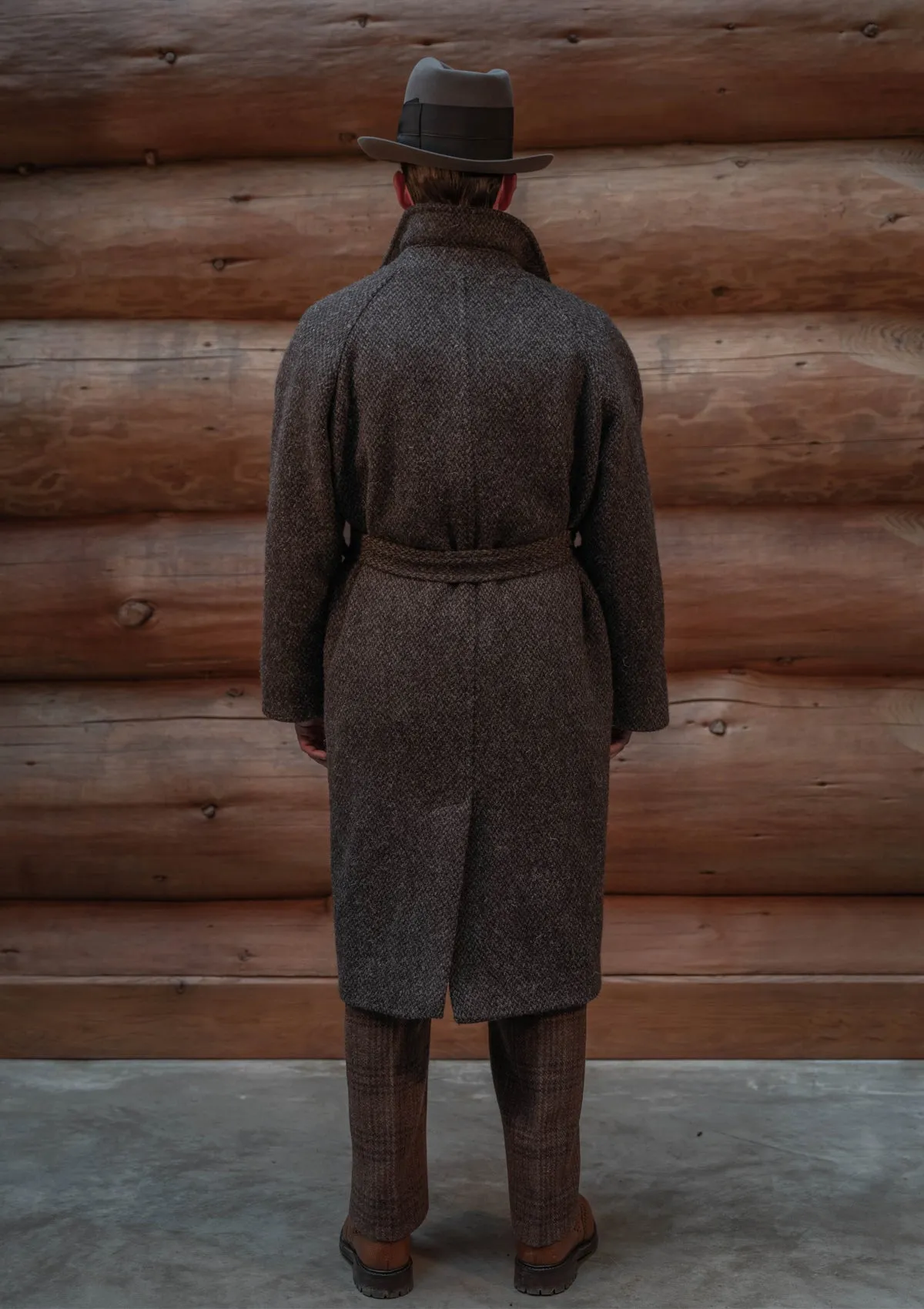 Horsley Raglan Pure Wool Belted Overcoat - Dusty Brown