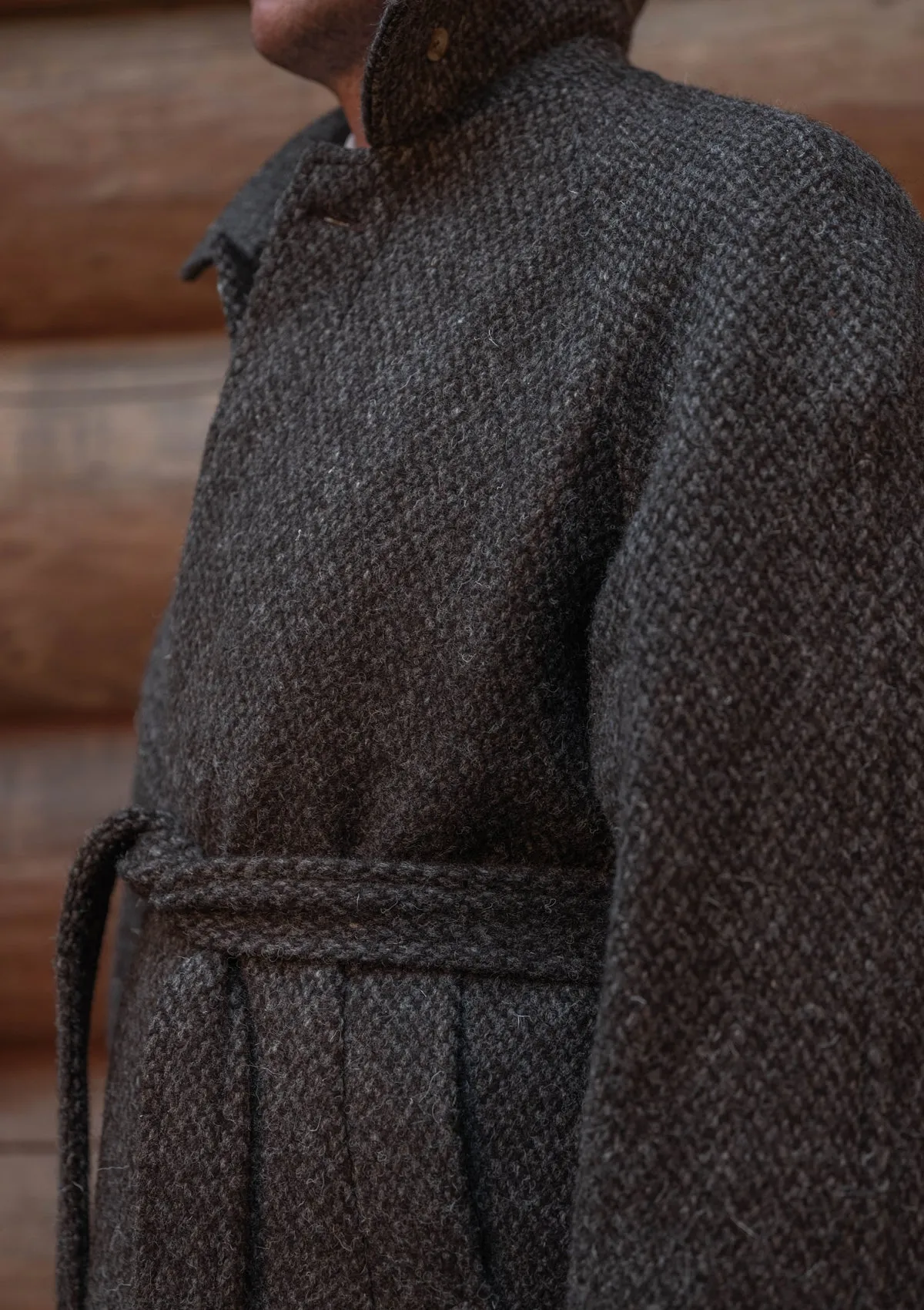 Horsley Raglan Pure Wool Belted Overcoat - Dusty Brown