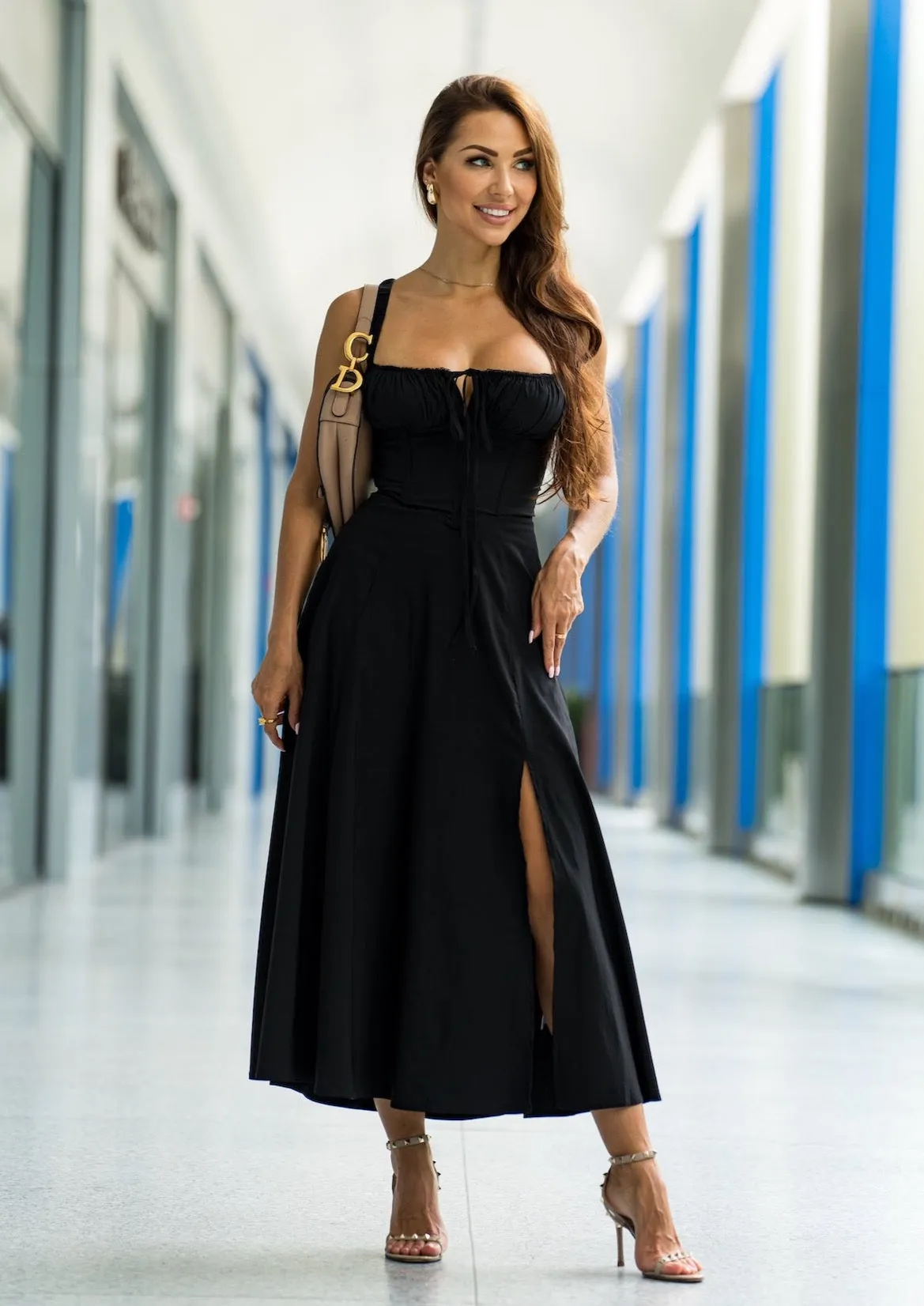 Isabel Bustier Sundress - Black