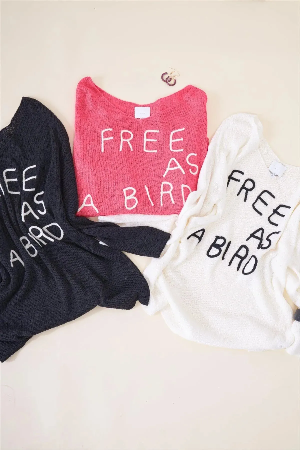 Junior Plus Black "Free As A Bird" Logo Knit Sweater /2-3