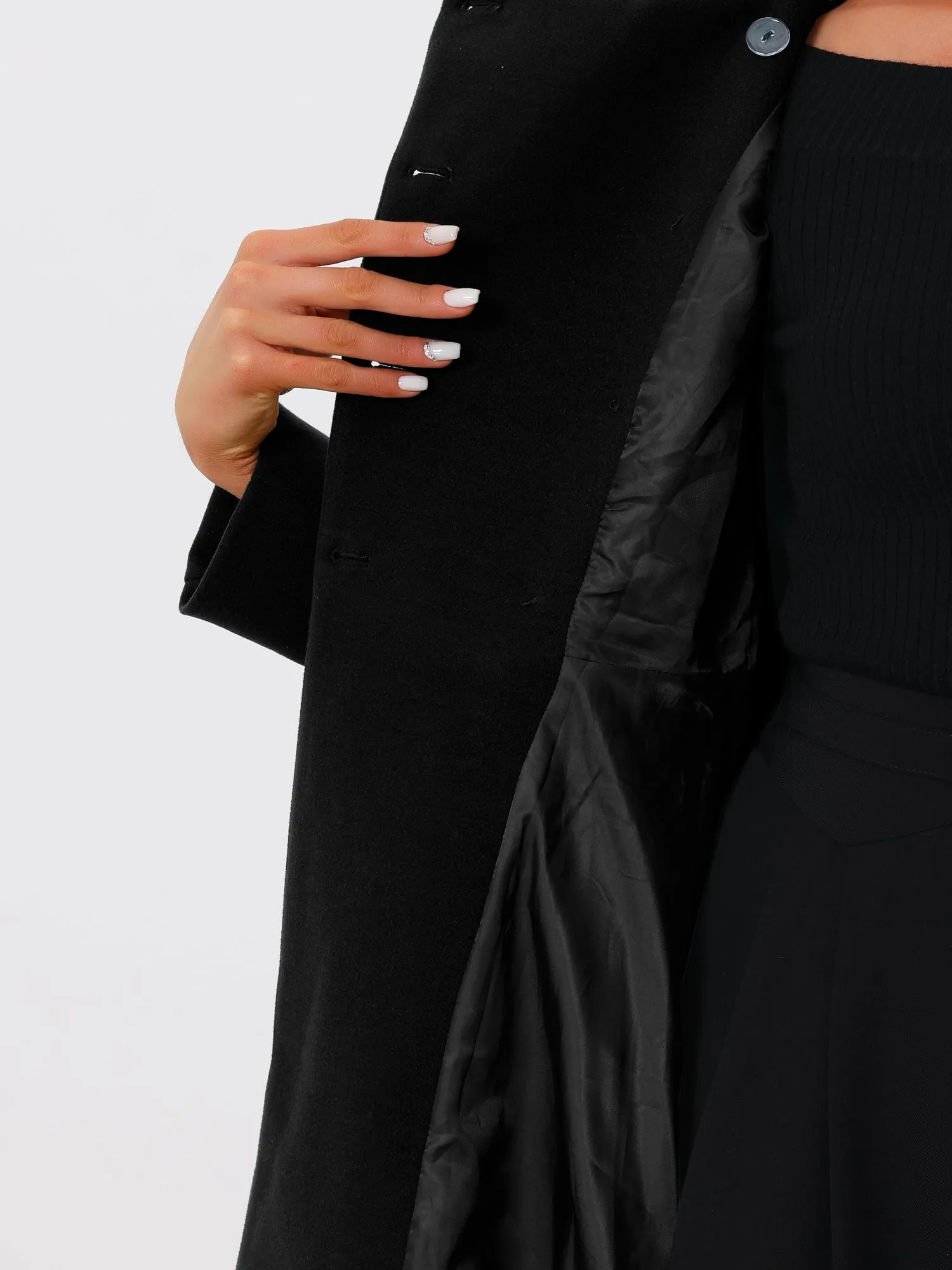 Lapel Pocket Flap Double Breasted Outwear Swing Winter Coat