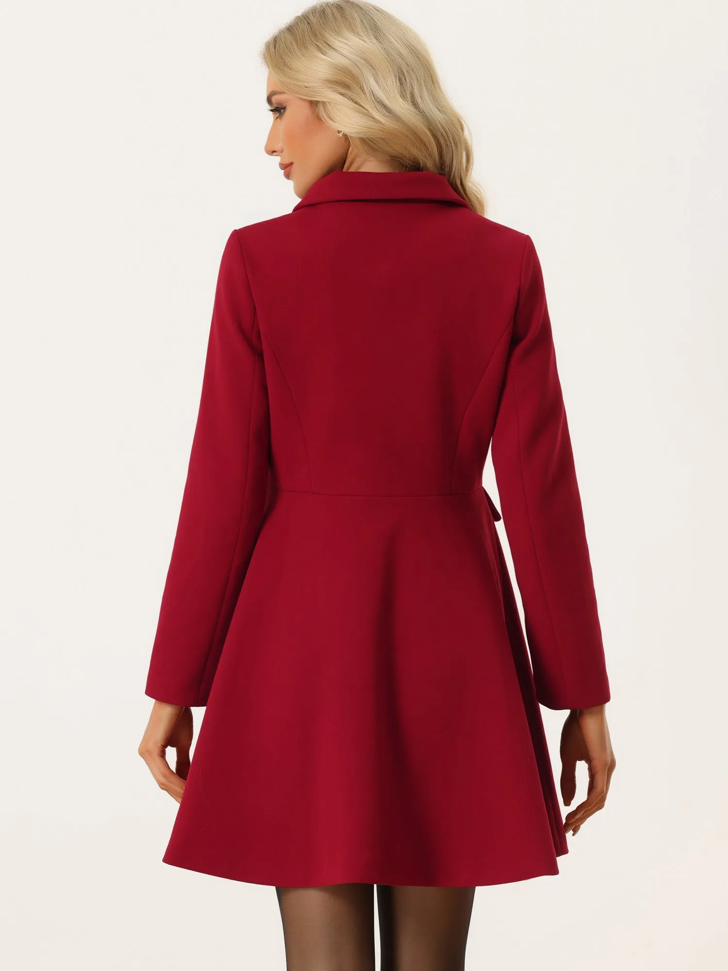 Lapel Pocket Flap Double Breasted Outwear Swing Winter Coat