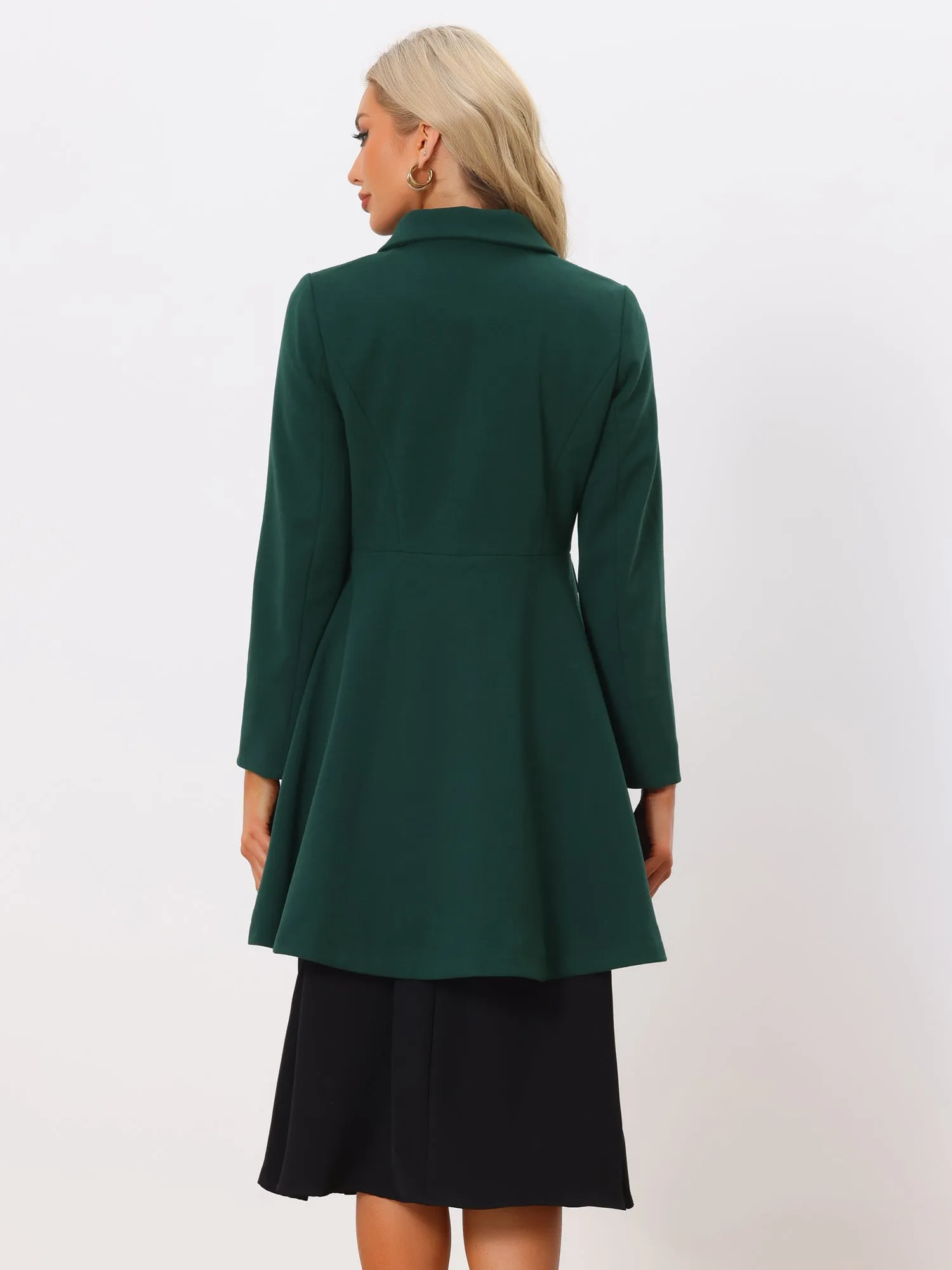 Lapel Pocket Flap Double Breasted Outwear Swing Winter Coat