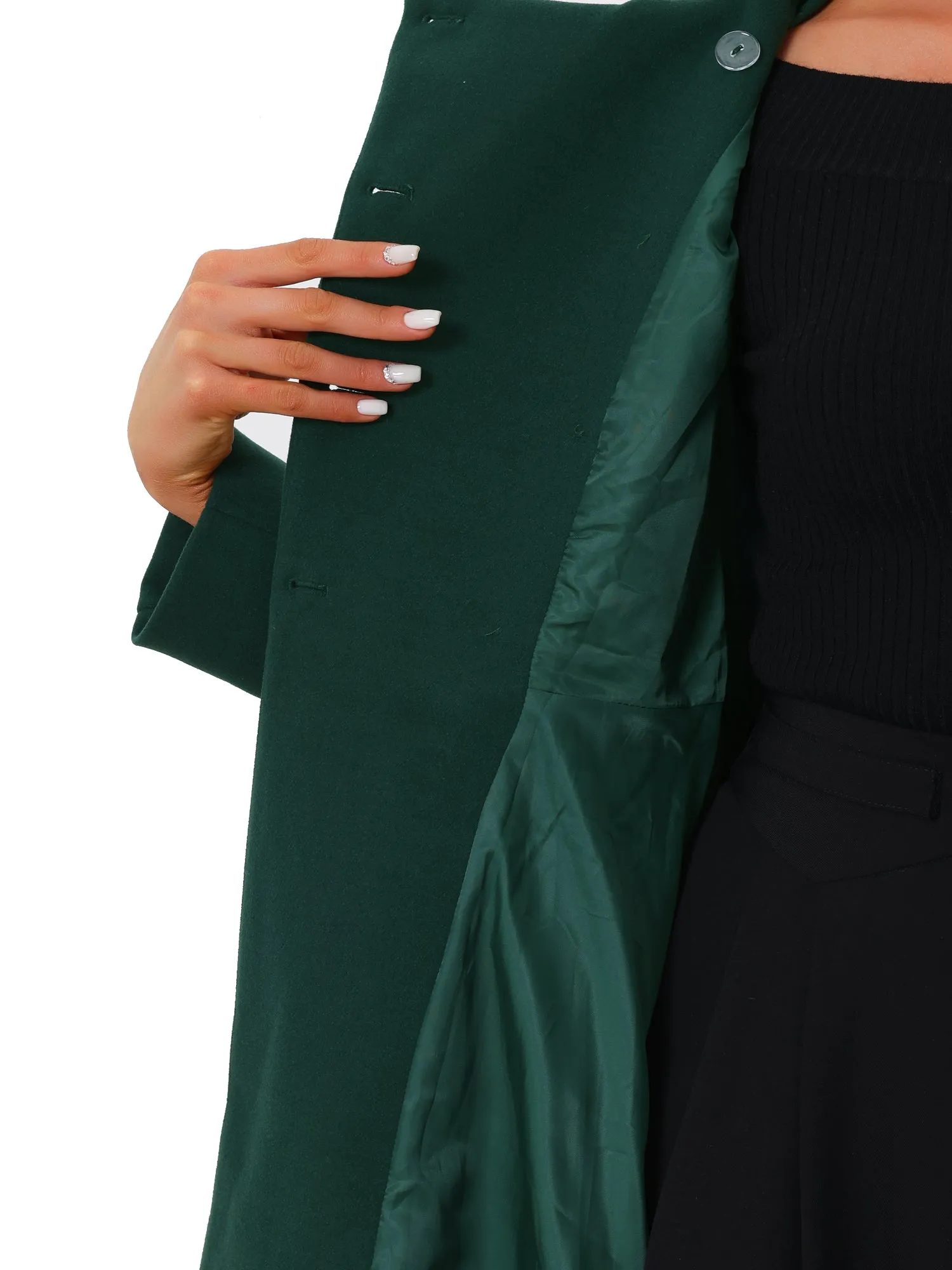 Lapel Pocket Flap Double Breasted Outwear Swing Winter Coat