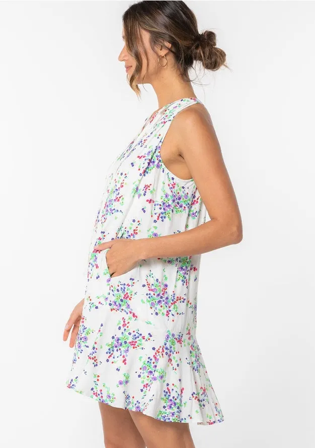 Lara Floral Tie Front Mini Swing Dress