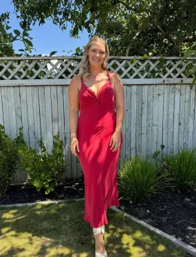 Maude Silk Slip in Strawberry