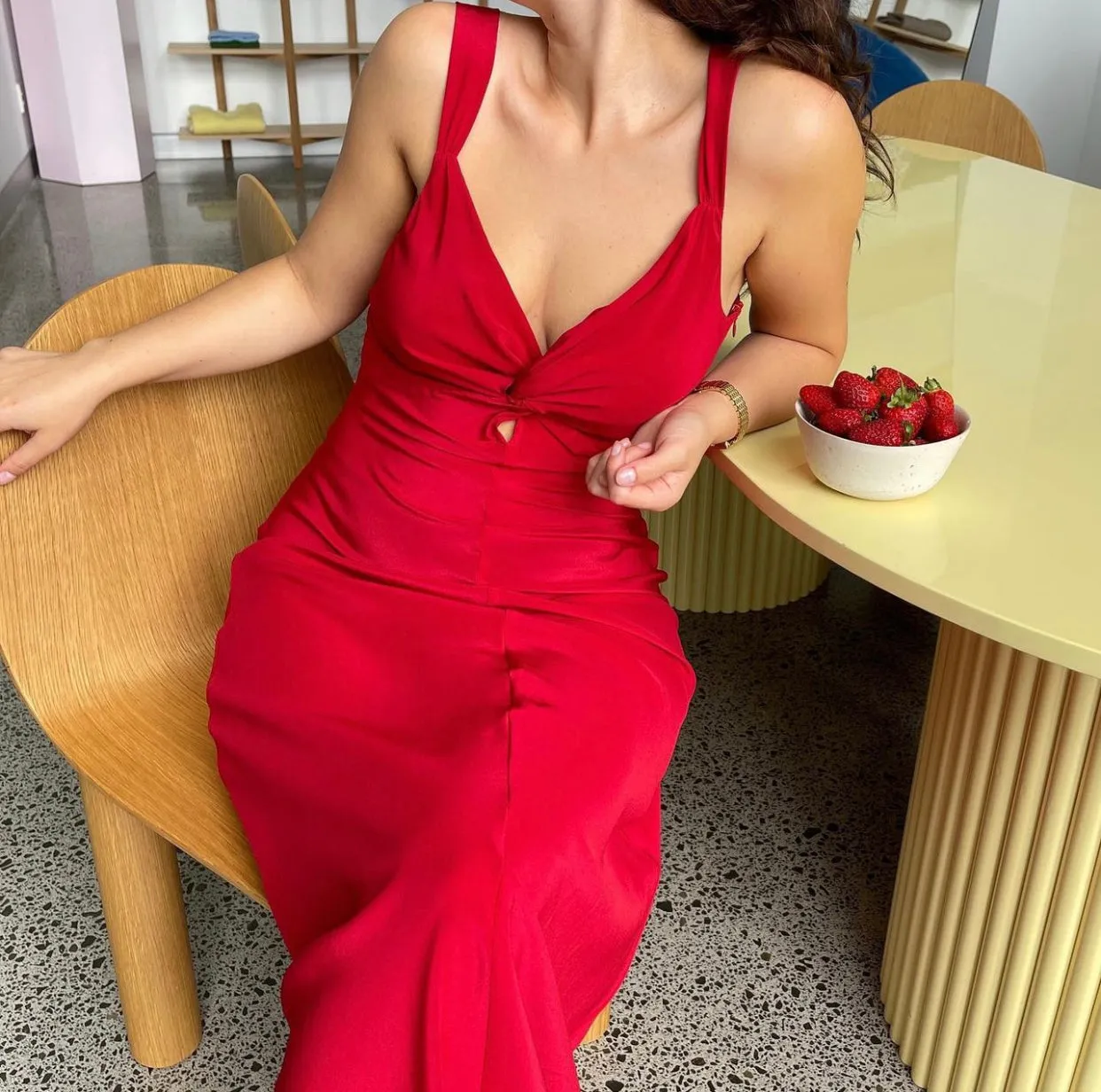 Maude Silk Slip in Strawberry