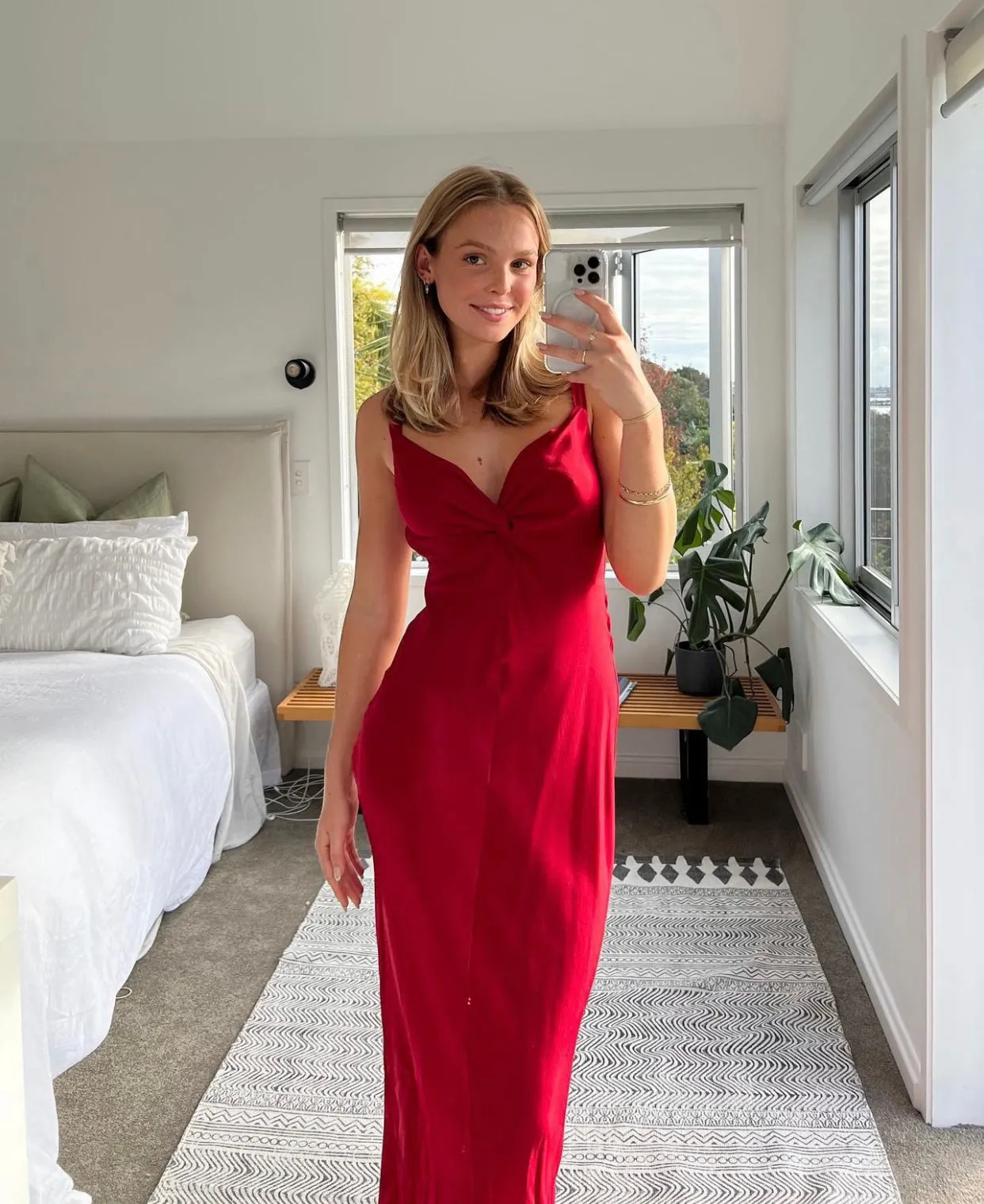 Maude Silk Slip in Strawberry