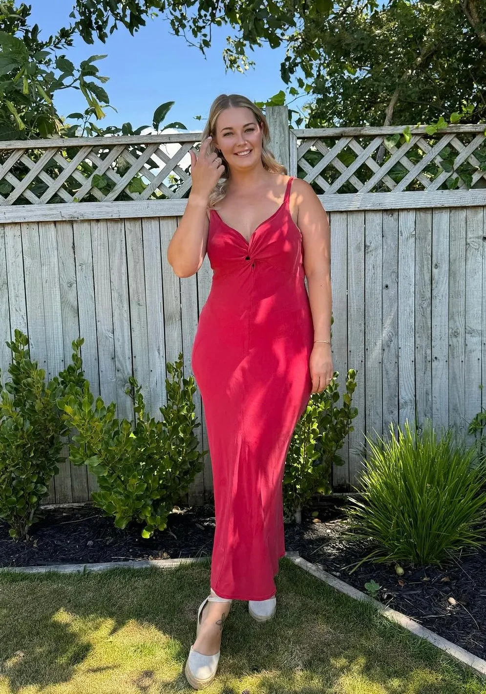 Maude Silk Slip in Strawberry