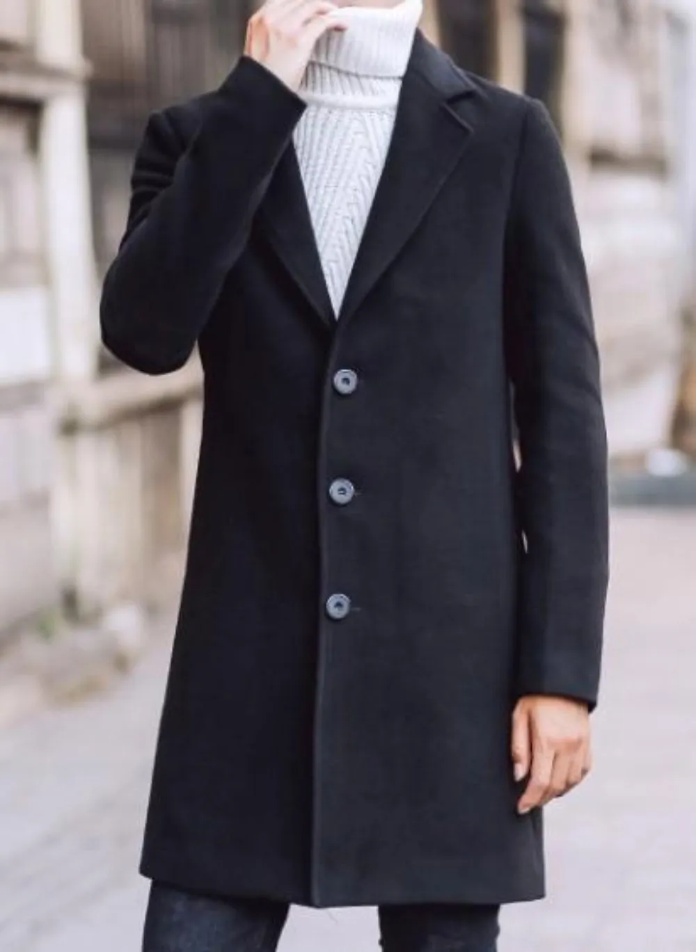 Mens Slim Fit Mid Length Overcoat in Red
