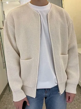Mens Unisex Solid Color Knit Cardigan Jacket