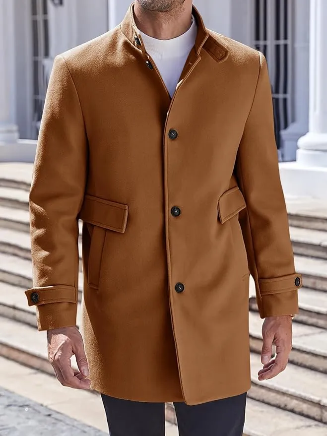 Men's Utility Style Green Long Sleeve Single Breasted Trench Coat