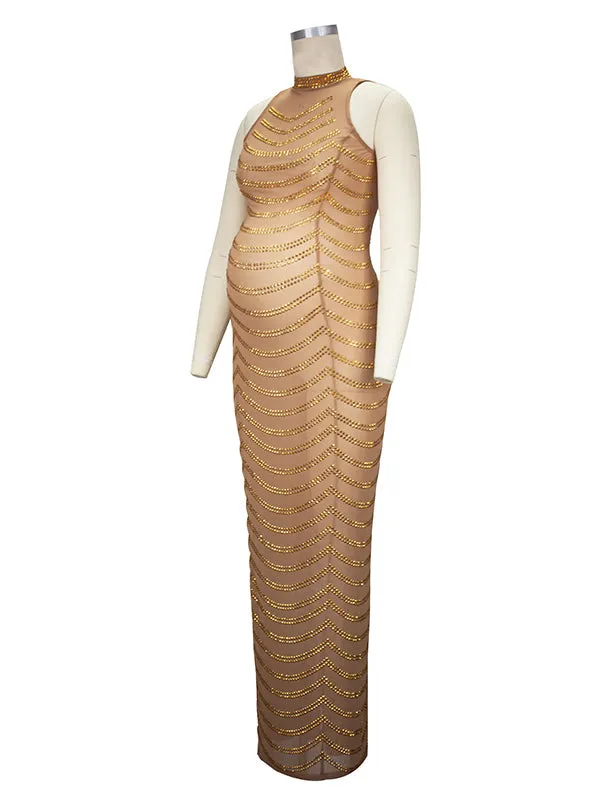 Momyknows Rhinestone Mesh Off Shoulder Split Slit Bodycon Party Gown Photoshoot Plus Size Maternity Maxi Dress